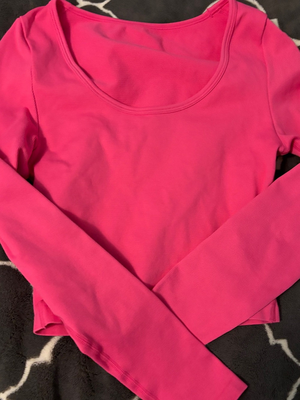 Women’s Long Sleeve Crop Top - Hot Pink